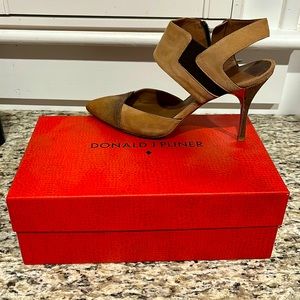Camel suede heeled Donald Pliner shoes